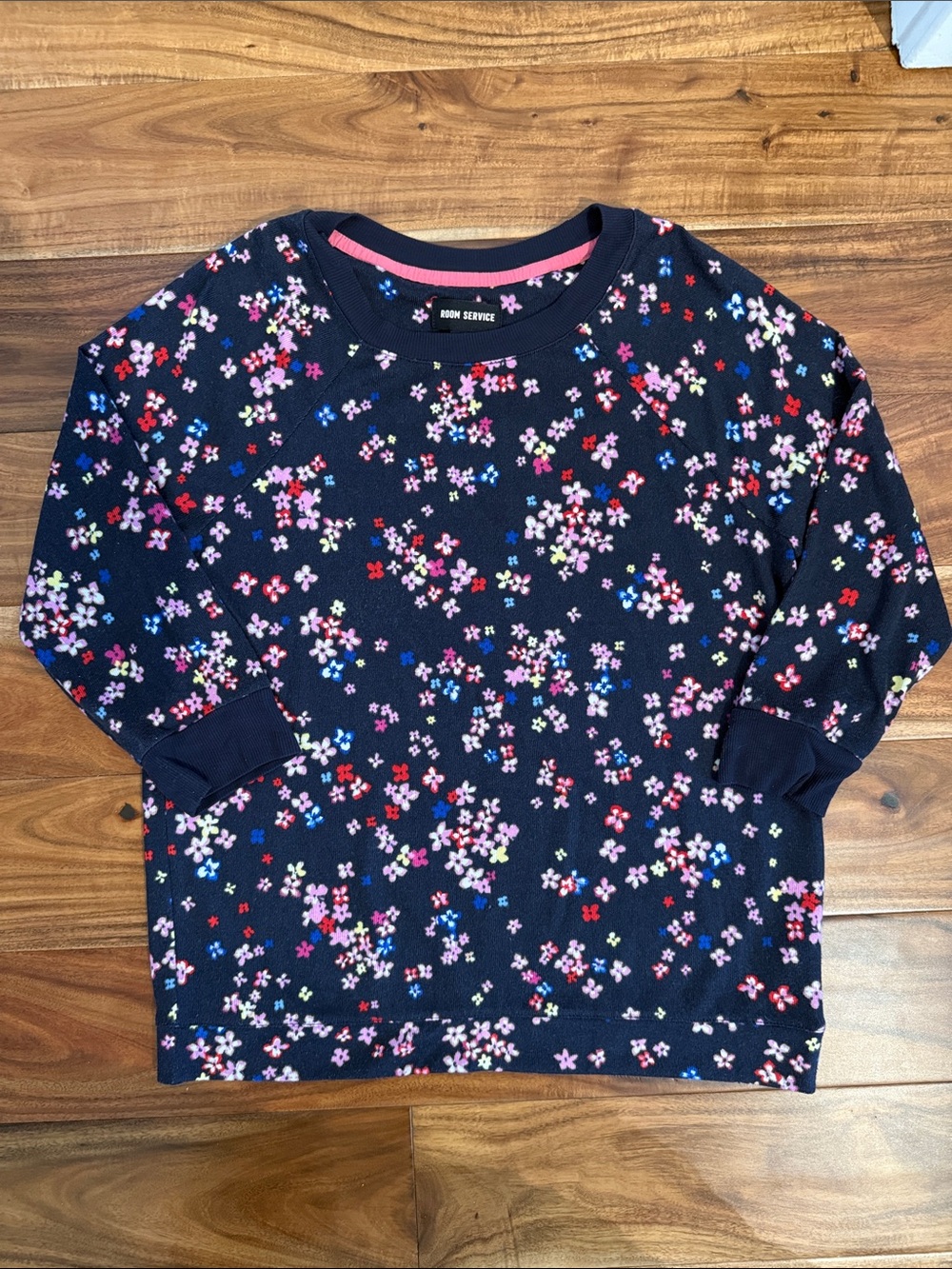 Room Service Navy Floral Sweatshirt, size Small, NWOT